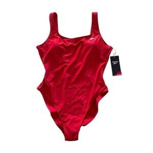 Reebok Women's Scoop-Neck Athletic One-Piece Swimsuit Red Size L NWT $62